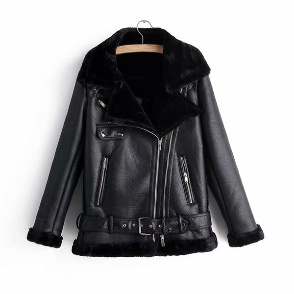 winter fashion motorcycle women black fleece jacket rivet zippers pockets casual female lapel collar biker jacket coats 201030
winter fashion motorcycle women black fleece jacket rivet zippers pockets casual female lapel collar biker jacket coats 201030