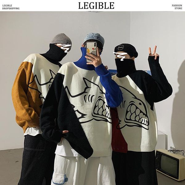 men's sweaters legible autumn winter sweater men loose mens knitted cartoon pullover male clothing, White;black
men's sweaters legible autumn winter sweater men loose mens knitted cartoon pullover male clothing, White;black