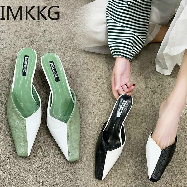 2020 mules pu leather mix color slippers women green high heels flipflops pointed toe beach shoes slides1, Black
2020 mules pu leather mix color slippers women green high heels flipflops pointed toe beach shoes slides1, Black
