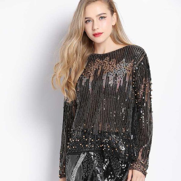 runway sequined bead sheer mesh lace long sleeve shirt vintage diamonds embroidery embellished blouse women tunic1, White
runway sequined bead sheer mesh lace long sleeve shirt vintage diamonds embroidery embellished blouse women tunic1, White