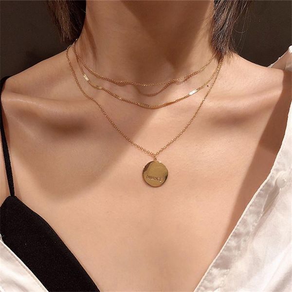 fresh summer easy matching simple temperament three-layer necklace women's metal disc multi-layer neck chain ins clavicle chain, Silver
fresh summer easy matching simple temperament three-layer necklace women's metal disc multi-layer neck chain ins clavicle chain, Silver