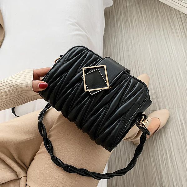 2020 new luxury handbags women thread crossbody bags woven strap girls shoulder bags women pu leather messenger