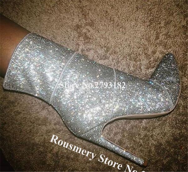 bling bling women charming pointed toe silver rhinestone stiletto heel short boots crystal high heel ankle booties wedding heels, Black
bling bling women charming pointed toe silver rhinestone stiletto heel short boots crystal high heel ankle booties wedding heels, Black