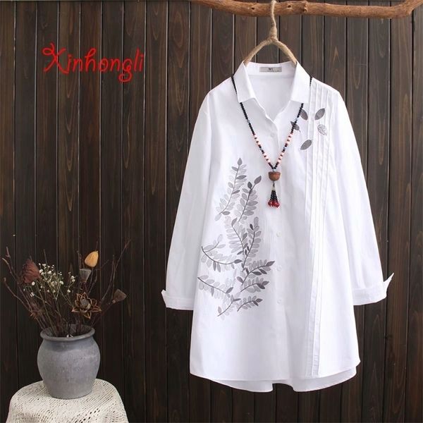 plus size cotton embroidery women loose long white shirts spring autumn new casual ladies blouse female oversize y200402
plus size cotton embroidery women loose long white shirts spring autumn new casual ladies blouse female oversize y200402