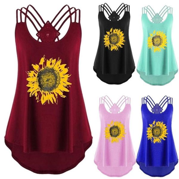 women sunflower sleeveless bandages vest strappy tank o neck streetwear vest blouse women's clothing camisole g251, White
women sunflower sleeveless bandages vest strappy tank o neck streetwear vest blouse women's clothing camisole g251, White