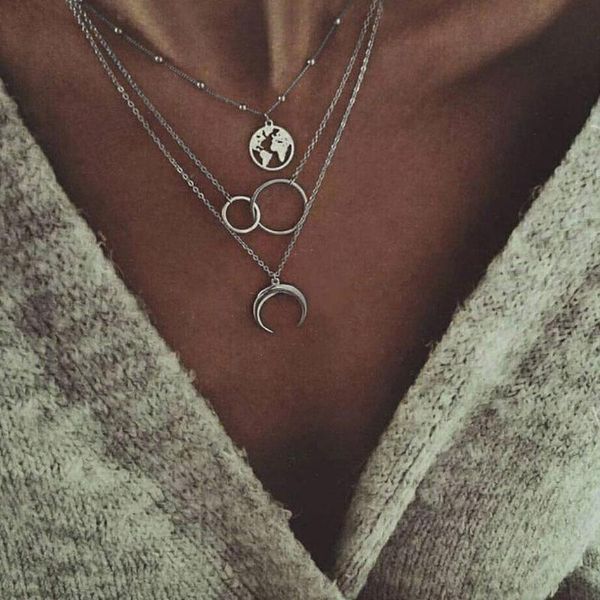 popular girl necklace 2021 fashion new necklace multilayer moon map personality bohemian multilayer women prezenty, Silver
popular girl necklace 2021 fashion new necklace multilayer moon map personality bohemian multilayer women prezenty, Silver