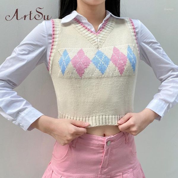 argyle knitted sweater vest women plaid streetwear preppy style y2k patchwork sleeveless knitwear tank 419731, Black;white
argyle knitted sweater vest women plaid streetwear preppy style y2k patchwork sleeveless knitwear tank 419731, Black;white