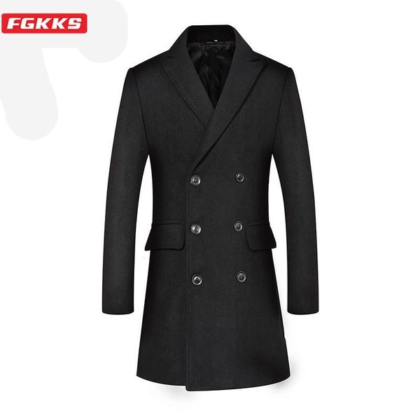 men's wool & blends fgkks brand men fashion blend coat slim luxurious overcoat business casual double breasted long male, Black
men's wool & blends fgkks brand men fashion blend coat slim luxurious overcoat business casual double breasted long male, Black