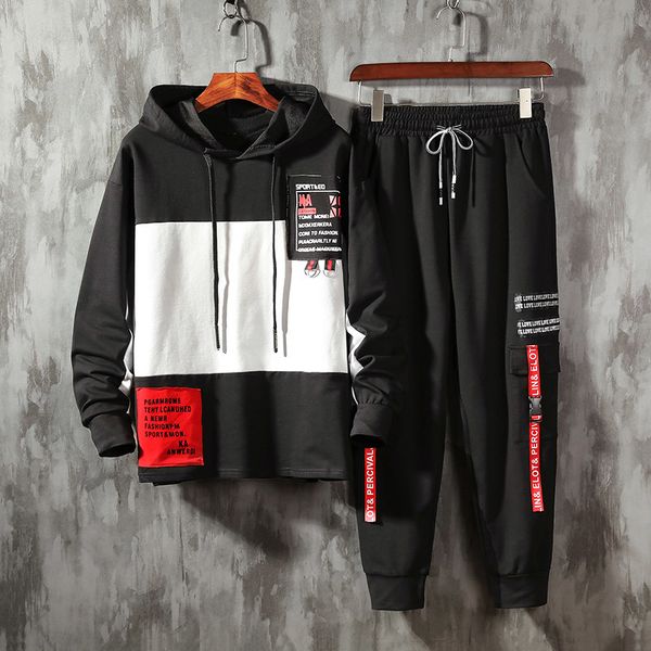 men's two pieces streetwear sets men patchwork sportswear tracksuit hip hop sweatshirts sweatpants black hoodie men kg-22, Gray
men's two pieces streetwear sets men patchwork sportswear tracksuit hip hop sweatshirts sweatpants black hoodie men kg-22, Gray