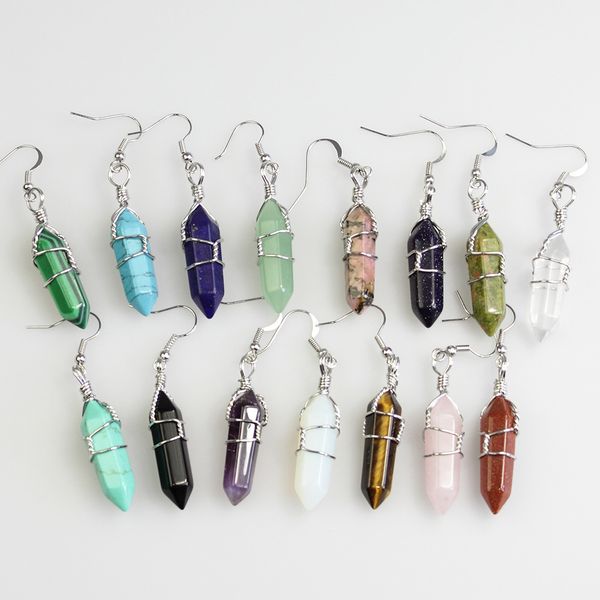 fashion wire wrap hexagon prism natural stone dangle drop earrings rose quartz healing crystal earings earring for women jewelry, Silver
fashion wire wrap hexagon prism natural stone dangle drop earrings rose quartz healing crystal earings earring for women jewelry, Silver