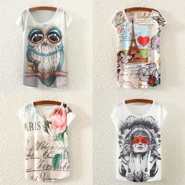 summer new style owl printed bat -shirt necklace necklaceshort-sleeved -shirt with necklace loose women's fashion dqgpd, White
summer new style owl printed bat -shirt necklace necklaceshort-sleeved -shirt with necklace loose women's fashion dqgpd, White