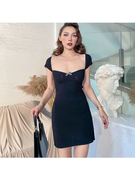 2021 new super good elastic thin black two color pretty female dresses from malha above knee bow collar square dressed lady of s3uy, Black;gray
2021 new super good elastic thin black two color pretty female dresses from malha above knee bow collar square dressed lady of s3uy, Black;gray