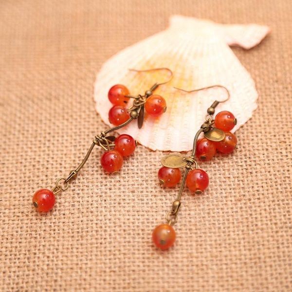 stud korea's temperament sweet tassel earrings european and american fashion long red cherry full, Golden;silver
stud korea's temperament sweet tassel earrings european and american fashion long red cherry full, Golden;silver