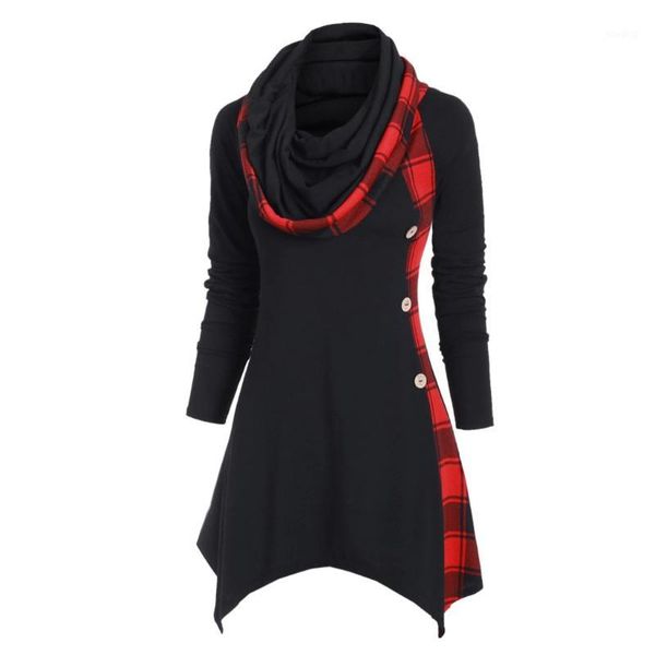 women and blouse winter warm ruched long foldover collar button hoodie tunic shirts plaid irregular hem blusa plus size1, White
women and blouse winter warm ruched long foldover collar button hoodie tunic shirts plaid irregular hem blusa plus size1, White