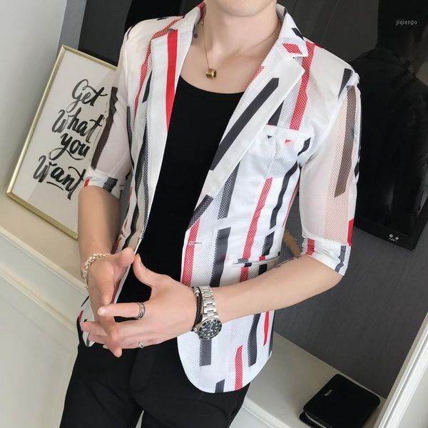 men's suits & blazers men 2021 korean summer half sleeve slim fit thin suit jacket floral hollow coat printed hombre casual stylish bla, White;black
men's suits & blazers men 2021 korean summer half sleeve slim fit thin suit jacket floral hollow coat printed hombre casual stylish bla, White;black