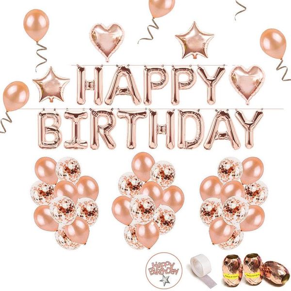 Rose Gold Birthday Party Decoration Happy Birthday Banner Rosegold Heart Star Confetti Balloons Table Confetti Party S
Rose Gold Birthday Party Decoration Happy Birthday Banner Rosegold Heart Star Confetti Balloons Table Confetti Party S
