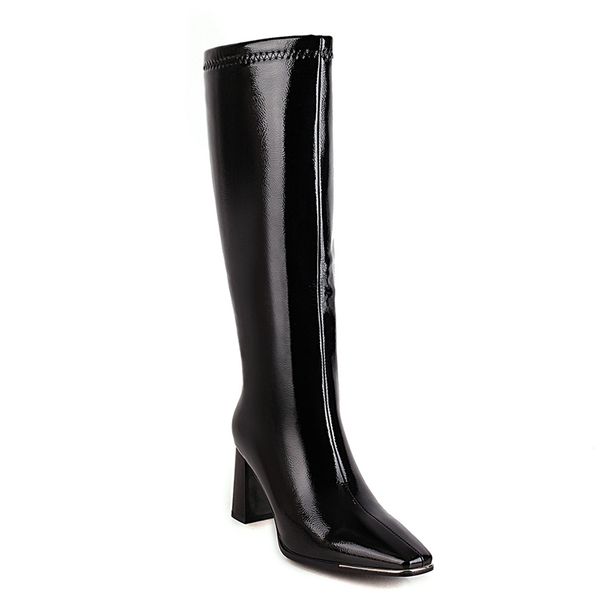 oversized square toe ultra-shift patent leather high-heeled knee-length boots chunky heel side zipper bright fur plush boots, Black
oversized square toe ultra-shift patent leather high-heeled knee-length boots chunky heel side zipper bright fur plush boots, Black