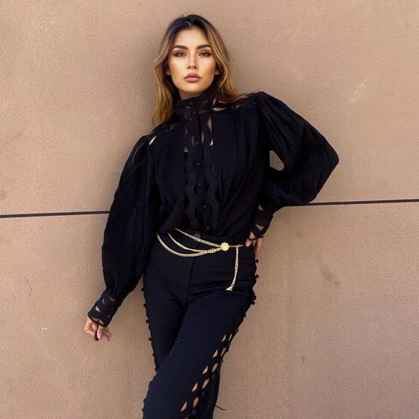 autumn new casual suit women's suit hollow shirt long lantern sleeve chiffon shirt high waist straight wide leg pants 2 piece se, Gray
autumn new casual suit women's suit hollow shirt long lantern sleeve chiffon shirt high waist straight wide leg pants 2 piece se, Gray
