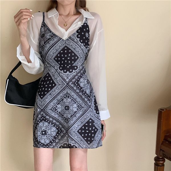 with enjuna1211 pattern suspender skirt suspender skirtsling sling skirt dress light and thin sunscreen chiffon shirt two-piece suit for wom, Gray
with enjuna1211 pattern suspender skirt suspender skirtsling sling skirt dress light and thin sunscreen chiffon shirt two-piece suit for wom, Gray