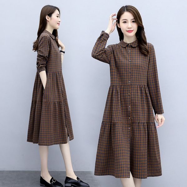 a-line autumn 2020 new women's fashionable loose long cotton and linen dress sleeve plaid medium length cotton linen dress for women ox, Black;gray
a-line autumn 2020 new women's fashionable loose long cotton and linen dress sleeve plaid medium length cotton linen dress for women ox, Black;gray