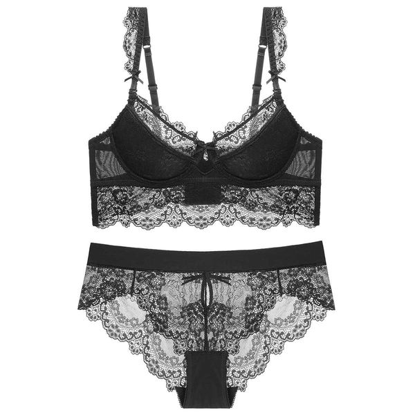 luxurious and lace thin cup bra set, Red;black