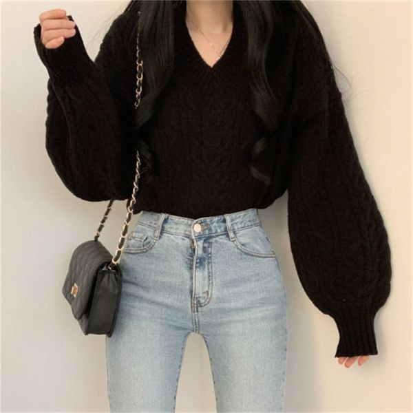 2021 new women's oversized knitting jersey solid sweater v-sleeves of taillight jumper mesh jumpers fashion winter 0d3z, White;black
2021 new women's oversized knitting jersey solid sweater v-sleeves of taillight jumper mesh jumpers fashion winter 0d3z, White;black