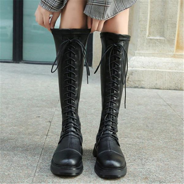 boots women knee high ladies fashion retro low heels warm thick lace up shoes long autumn winter tube 35-40, Black
boots women knee high ladies fashion retro low heels warm thick lace up shoes long autumn winter tube 35-40, Black