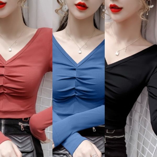 qxlwm early autumn new slim tsweet little fresh v-neck pleated solid t-shirt bottoming for women's long sleeve versatile color shirt, White
qxlwm early autumn new slim tsweet little fresh v-neck pleated solid t-shirt bottoming for women's long sleeve versatile color shirt, White