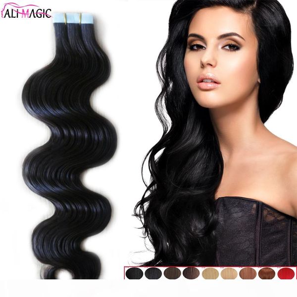 selling brazilian virgin hair body wave pu skin weft tape human hair extensions 18''20''22''2, Black 
selling brazilian virgin hair body wave pu skin weft tape human hair extensions 18''20''22''2, Black
