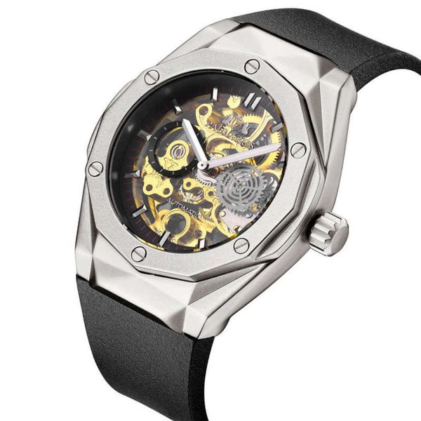 mechanical hollow automatic gold rose paulareis tape men's watch li42, Slivery;brown
mechanical hollow automatic gold rose paulareis tape men's watch li42, Slivery;brown
