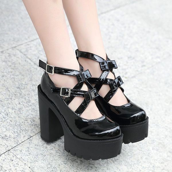 dress shoes ymechic womens pump high heels pu patent leather platform rome block heel female buckle ladies punk rock gothic 2021, Black
dress shoes ymechic womens pump high heels pu patent leather platform rome block heel female buckle ladies punk rock gothic 2021, Black