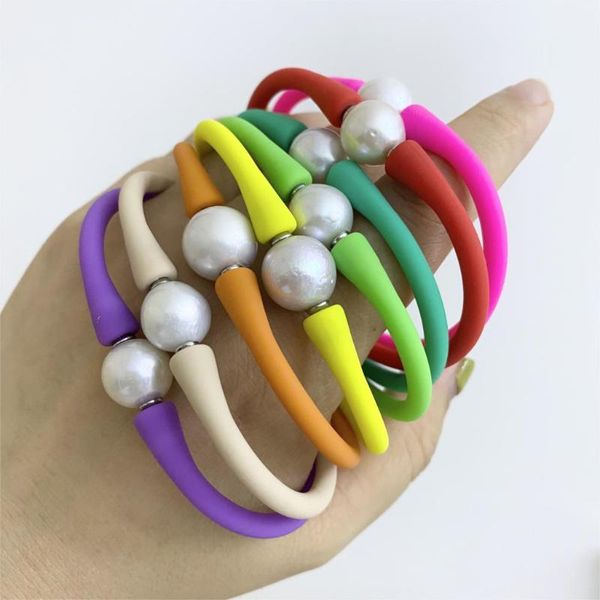 beaded, strands 18cm length 9-11mm edison natural freshwater pearl silicone bangle colorful rubber bracelet, Black
beaded, strands 18cm length 9-11mm edison natural freshwater pearl silicone bangle colorful rubber bracelet, Black