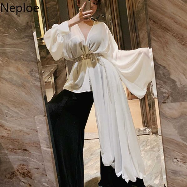 neploe chiffon women blouse summer 2021 elegant v-neck long sleeve blusa irregular length slim waist solid shirts 44035 sh190816, White
neploe chiffon women blouse summer 2021 elegant v-neck long sleeve blusa irregular length slim waist solid shirts 44035 sh190816, White