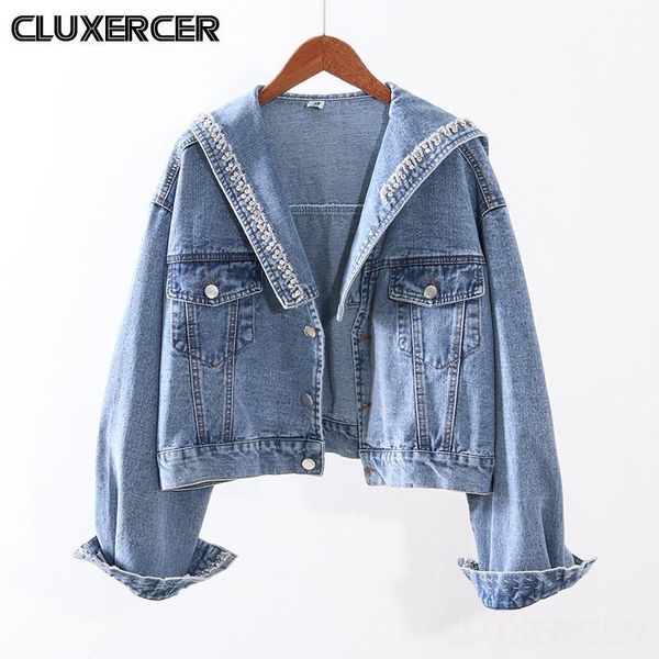autumn denim jacket for women casual sailor collar diamonds loose jean coat1, Black;brown
autumn denim jacket for women casual sailor collar diamonds loose jean coat1, Black;brown