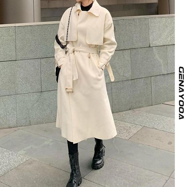 women's wool & blends genayooa office ladies long winter coat for women solid loose outerwear elegant overcoat with belt korean style, Black
women's wool & blends genayooa office ladies long winter coat for women solid loose outerwear elegant overcoat with belt korean style, Black
