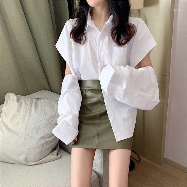 2020 summer long sleeved hole design blue casual lady blouse korean style turn-down collar oversized ladies shirt t1921, White
2020 summer long sleeved hole design blue casual lady blouse korean style turn-down collar oversized ladies shirt t1921, White
