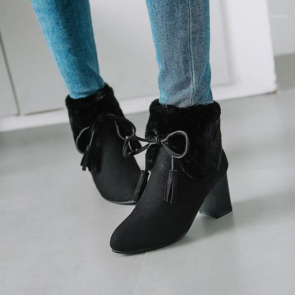 big size ma'am coarse heel short boots pure color tassels boot barrel high heel boots1, Black
big size ma'am coarse heel short boots pure color tassels boot barrel high heel boots1, Black