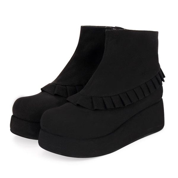 angelic imprint classic lolita style wedge heel platform ankle boots artificial wool inside to keep warm size 35-46 900, Black
angelic imprint classic lolita style wedge heel platform ankle boots artificial wool inside to keep warm size 35-46 900, Black