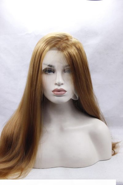 fashion lace front synthetic women's long straight lace wig, Black