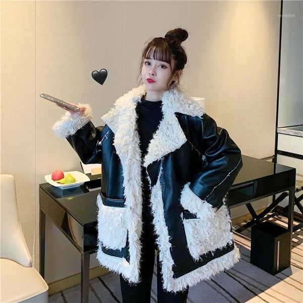 real price ~ autumn and winter new lamb hair with pu leather lapel can wear woolen coat on both sides1, Black
real price ~ autumn and winter new lamb hair with pu leather lapel can wear woolen coat on both sides1, Black