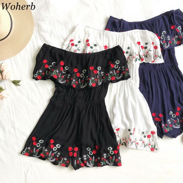 woherb bohemia off shoulder jumpsuit women vintage floral embroidery boho slash neck vintage wide leg playsuit femme 21833 t200704, Black;white
woherb bohemia off shoulder jumpsuit women vintage floral embroidery boho slash neck vintage wide leg playsuit femme 21833 t200704, Black;white