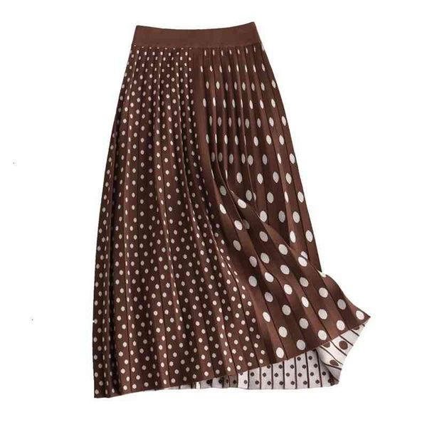 high waist dots print knitted women winter a-line chic autumn brown skirt jupe femme saia t8ih, Black
high waist dots print knitted women winter a-line chic autumn brown skirt jupe femme saia t8ih, Black