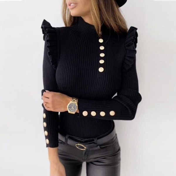 women's sweaters ladies elegant black o-neck solid color single-breasted desige ruffles decor long sleeve warm slim pullovers casual to, White;black
women's sweaters ladies elegant black o-neck solid color single-breasted desige ruffles decor long sleeve warm slim pullovers casual to, White;black