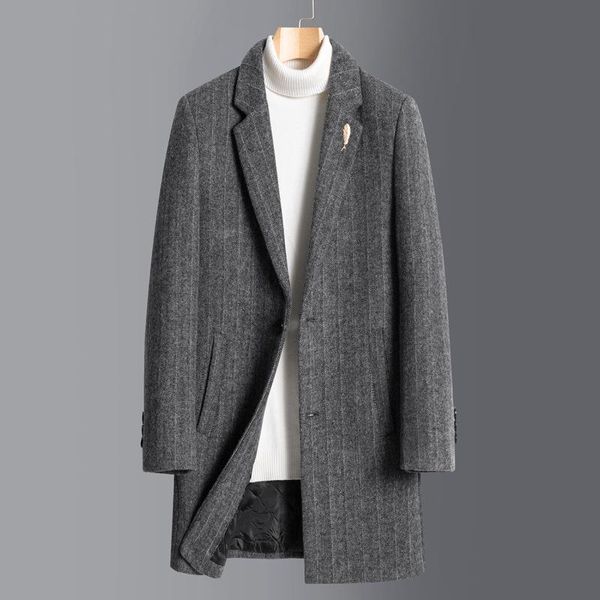 men's wool & blends fall / winter 2021 woolen coat fashion medium and long slim windbreaker plus cotton thickened casual, Black
men's wool & blends fall / winter 2021 woolen coat fashion medium and long slim windbreaker plus cotton thickened casual, Black