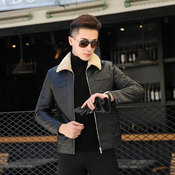 men's fur & faux one leather locomotive suit winter pu coat male jacket, Black
men's fur & faux one leather locomotive suit winter pu coat male jacket, Black