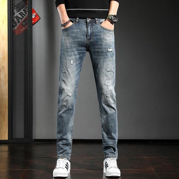classic blue ripped jeans men streetwear casual straight denim pants
classic blue ripped jeans men streetwear casual straight denim pants