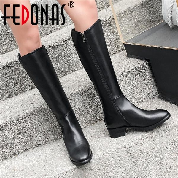fedonas 2020 fall winter shoes for women classic side zipper knee high boots working party thick heels tight high boots wide leg, Black
fedonas 2020 fall winter shoes for women classic side zipper knee high boots working party thick heels tight high boots wide leg, Black