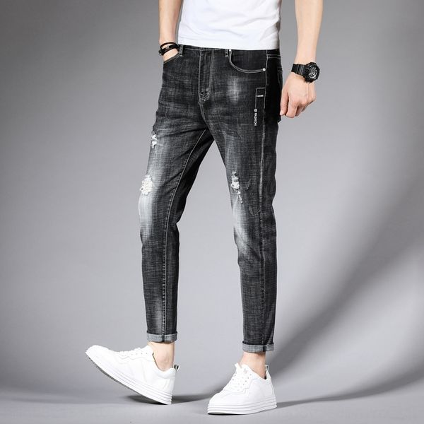 mxdiy summer thin men's straight korean style tight jeans tight pants jeans slim fit hole stretch trendy ankle-length men's pants, Blue
mxdiy summer thin men's straight korean style tight jeans tight pants jeans slim fit hole stretch trendy ankle-length men's pants, Blue