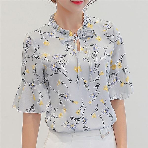 women summer 2021 flare sleeve bow tie floral print chiffon tee shirt work office summer holiday camisas mujer dropshipping, White
women summer 2021 flare sleeve bow tie floral print chiffon tee shirt work office summer holiday camisas mujer dropshipping, White