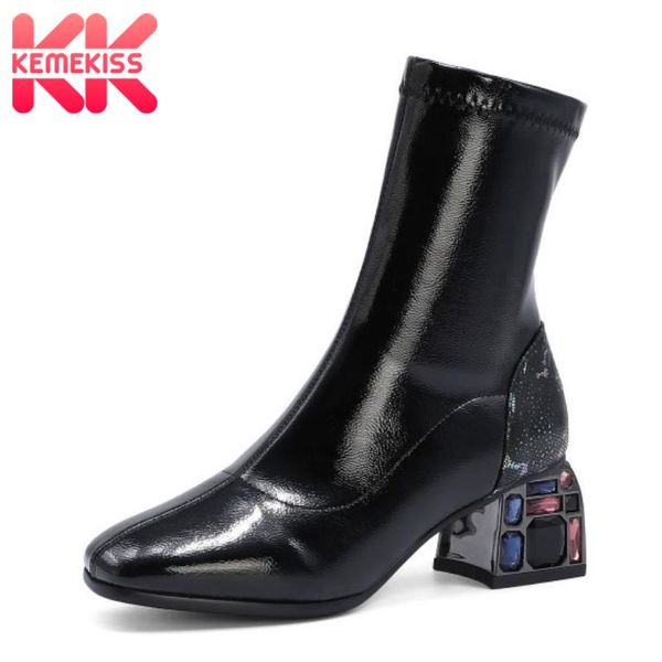 kemekiss size 32-43 women ankle boots flock crystal slip on shoes thick heel square toe warm boots women fashion party footwear, Black
kemekiss size 32-43 women ankle boots flock crystal slip on shoes thick heel square toe warm boots women fashion party footwear, Black